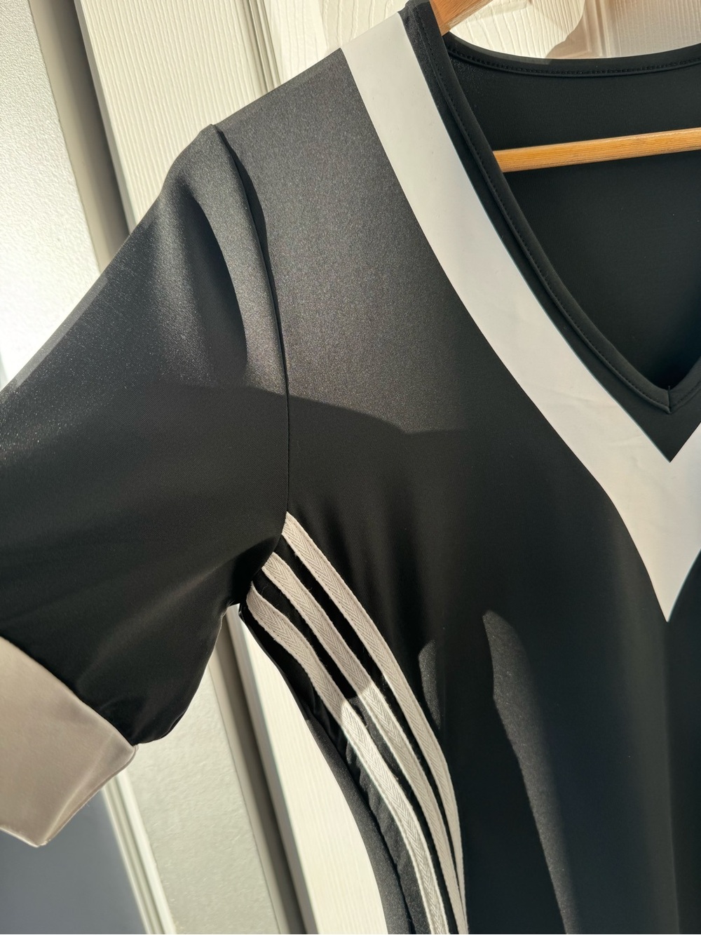 Black & White V-Neck Sporty Maxi Dress size XL sexy slit - Picture 5 of 15